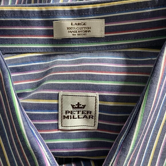 Peter Millar Large Button Down Shirt Collared Long Sleeve - Picture 4 of 6